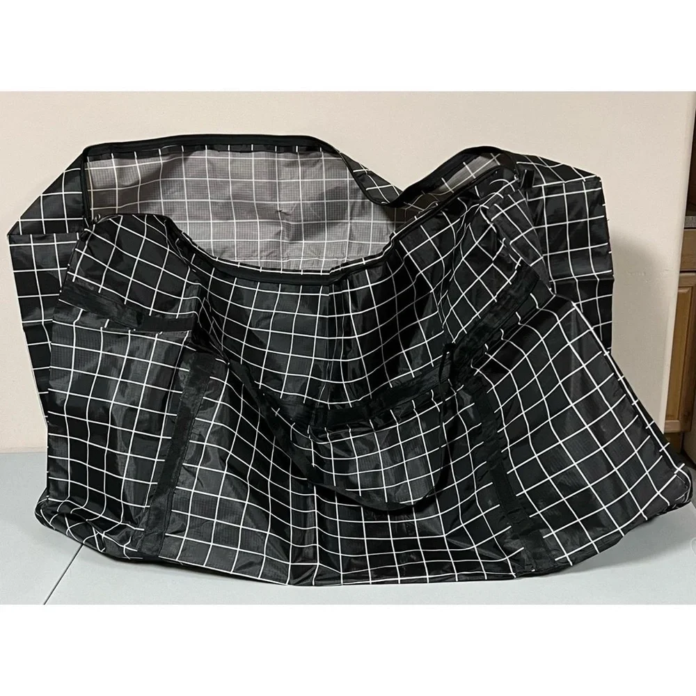 Black White Checkered Plaid Laundry Storage Bag Pouch Sack Organizer Size XXL 🖤